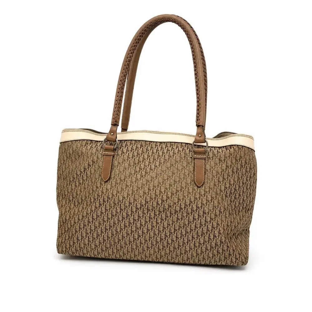 Dior Y2K John Galliano Monogram Detective Frame Beige Canvas Leather Bag